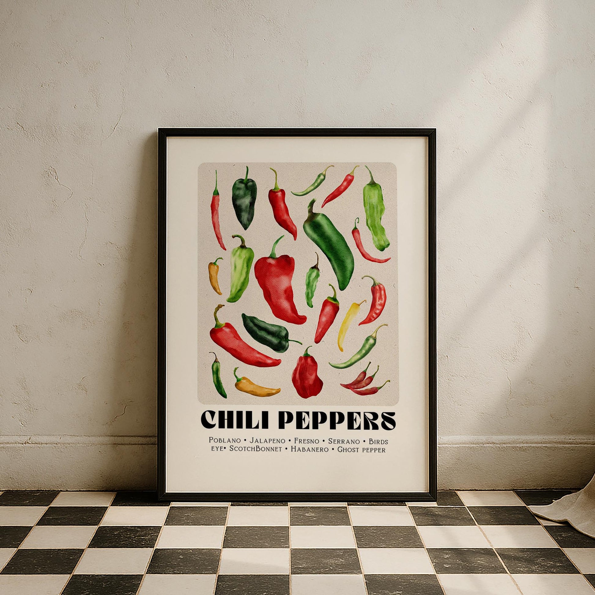 Chilli Market Acı Biber Sebzeler Mutfak Duvar Tablosu III