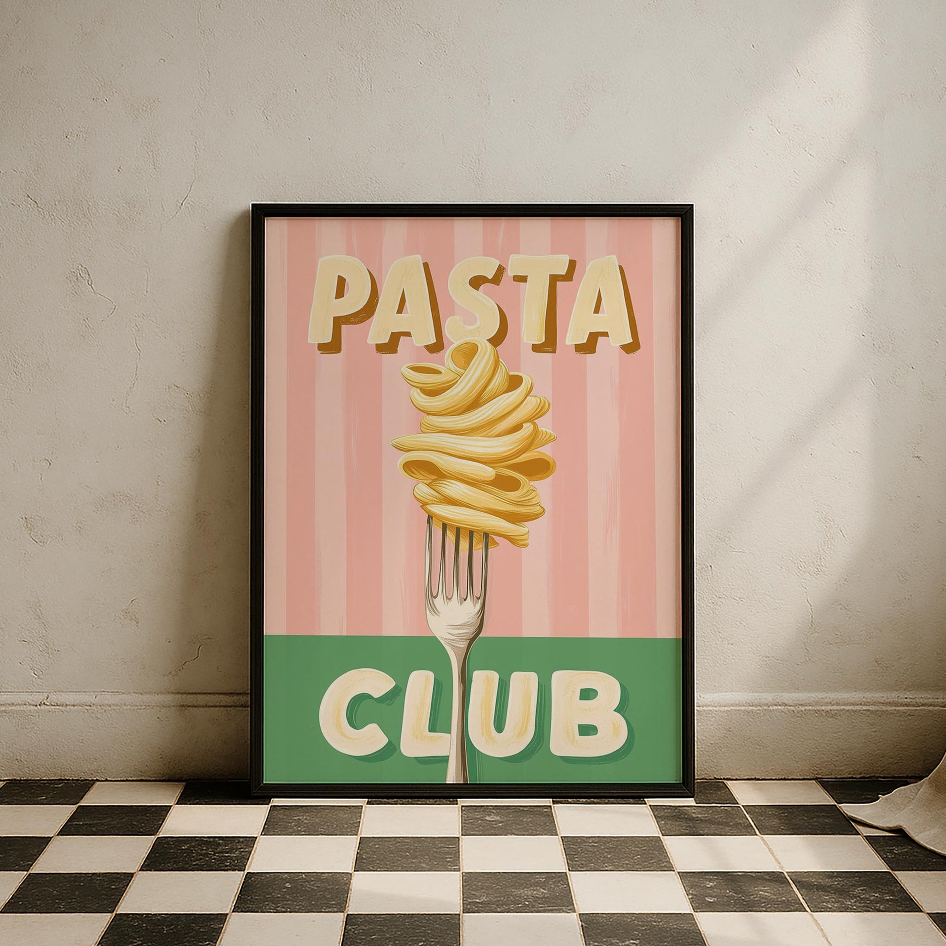 Pasta Club İtalyanca Tipografi Mutfak Duvar Tablosu II