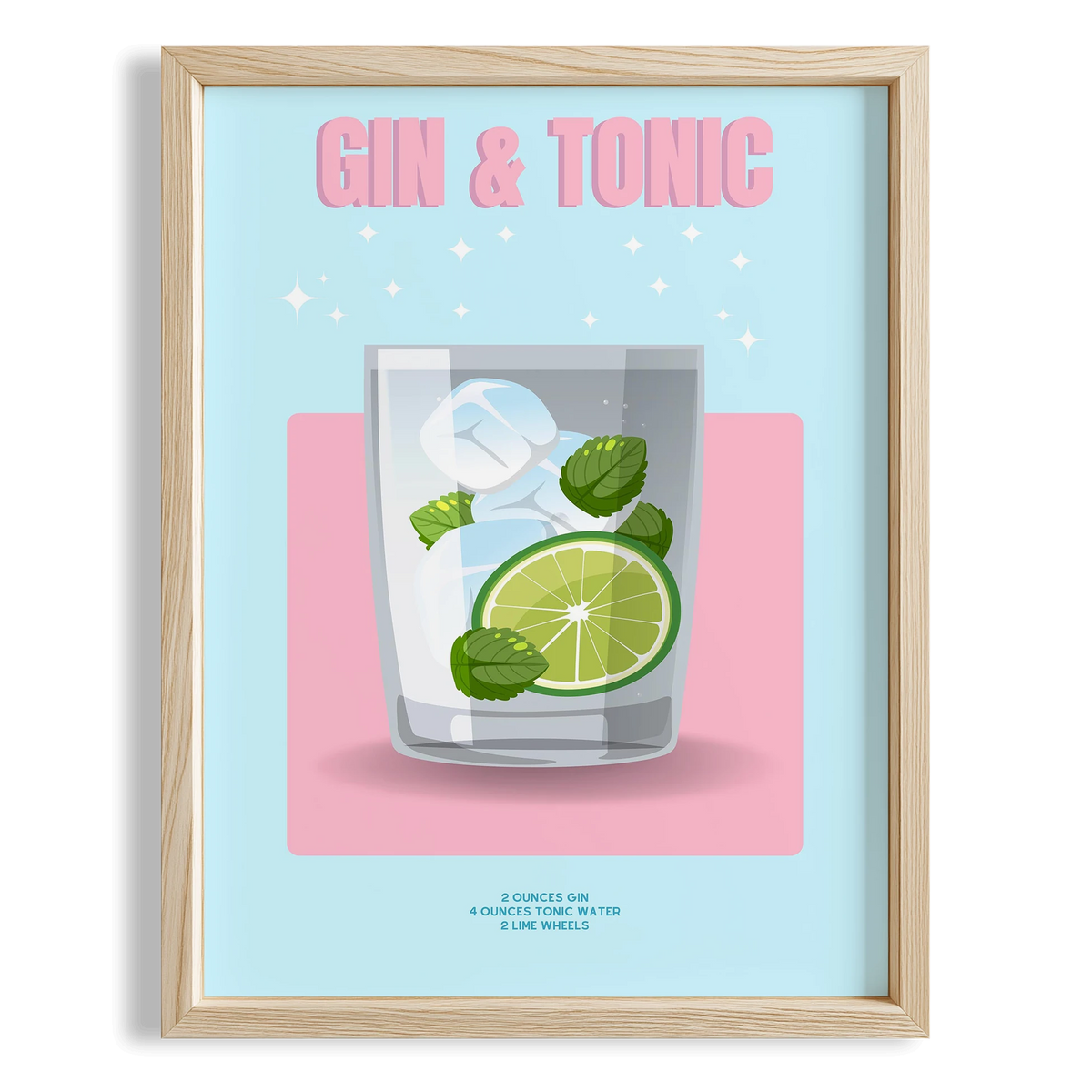 Gin & Tonic Kokteyli İllüstrasyon Mutfak Duvar Tablosu