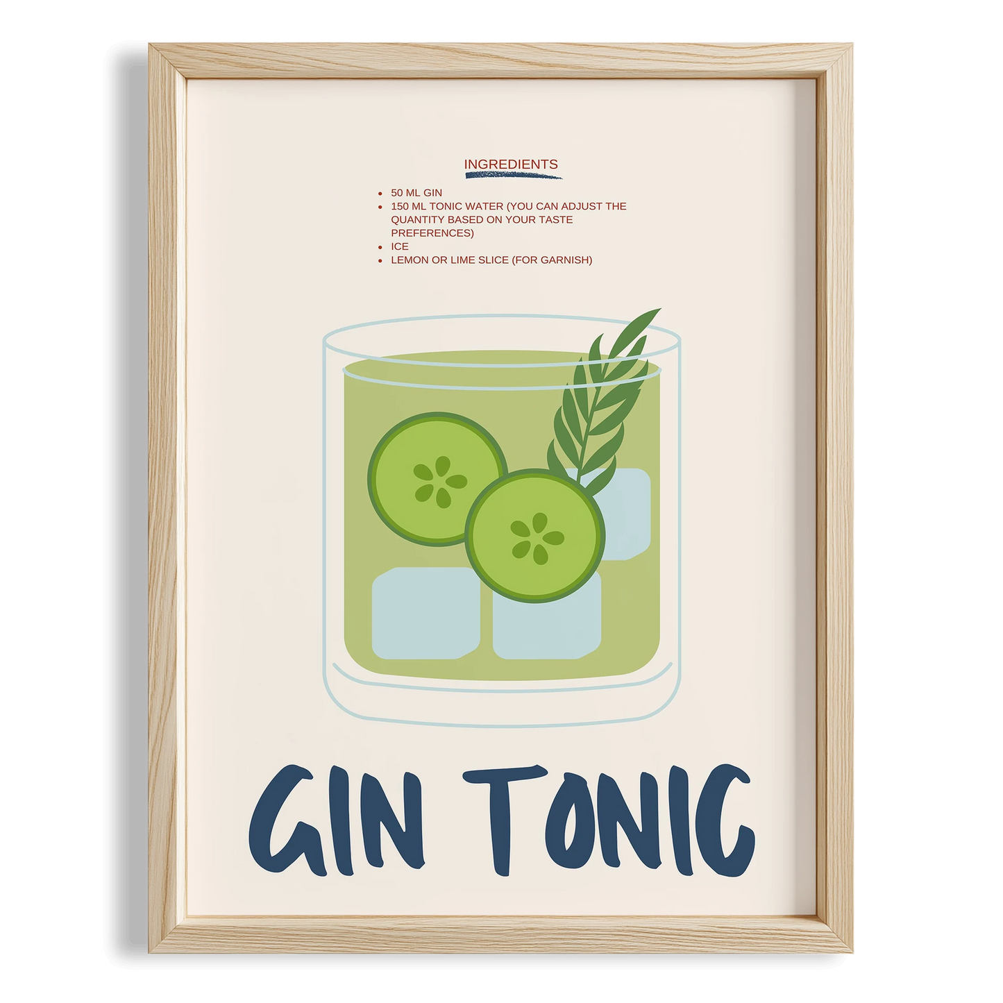 Gin Tonic Kokteyl Tarifi Mutfak Duvar Tablosu