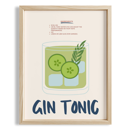 Gin Tonic Kokteyl Tarifi Mutfak Duvar Tablosu