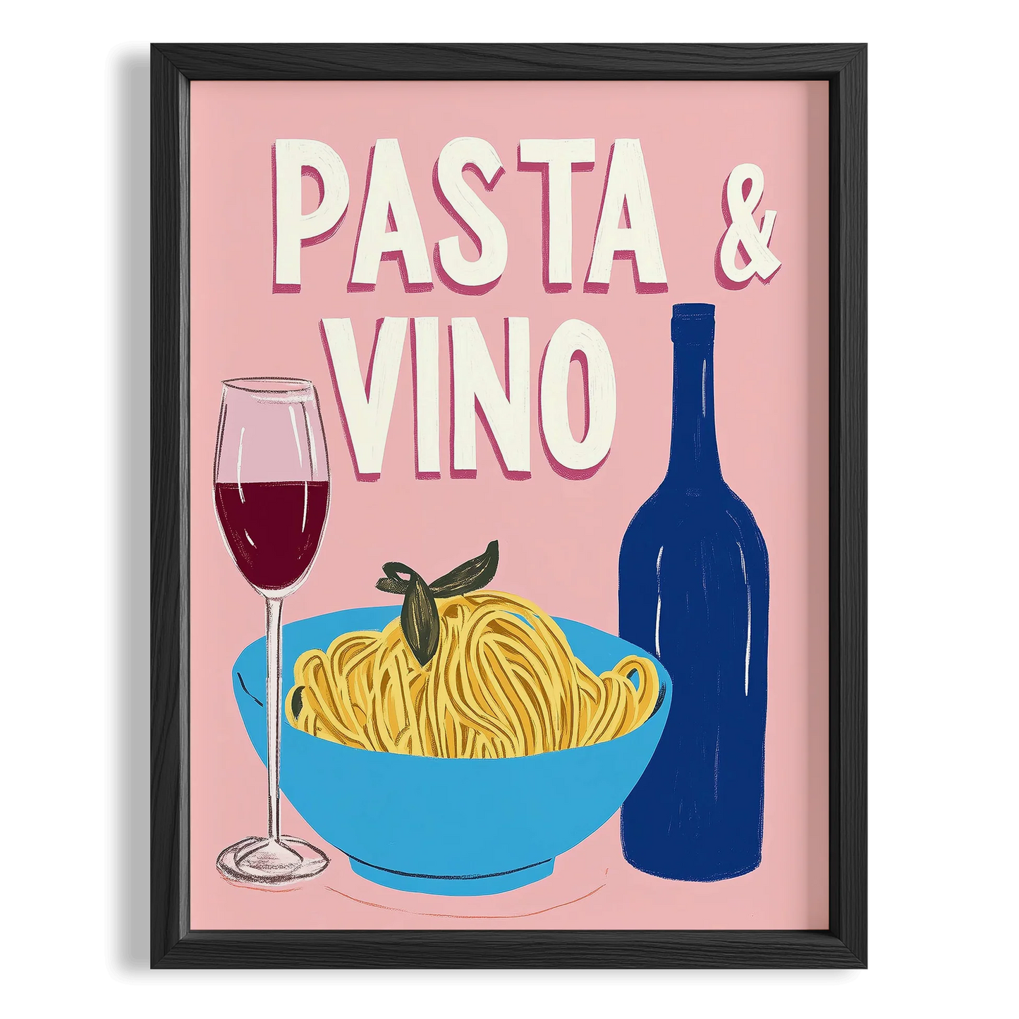 Pasta & Vino İtalyanca Tipografi Mutfak Duvar Tablosu
