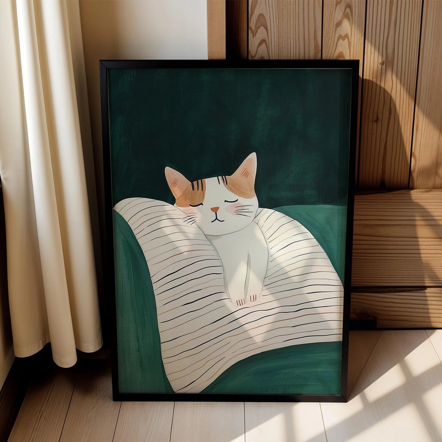 Kedi Portre XII - Minimalist Çizgili