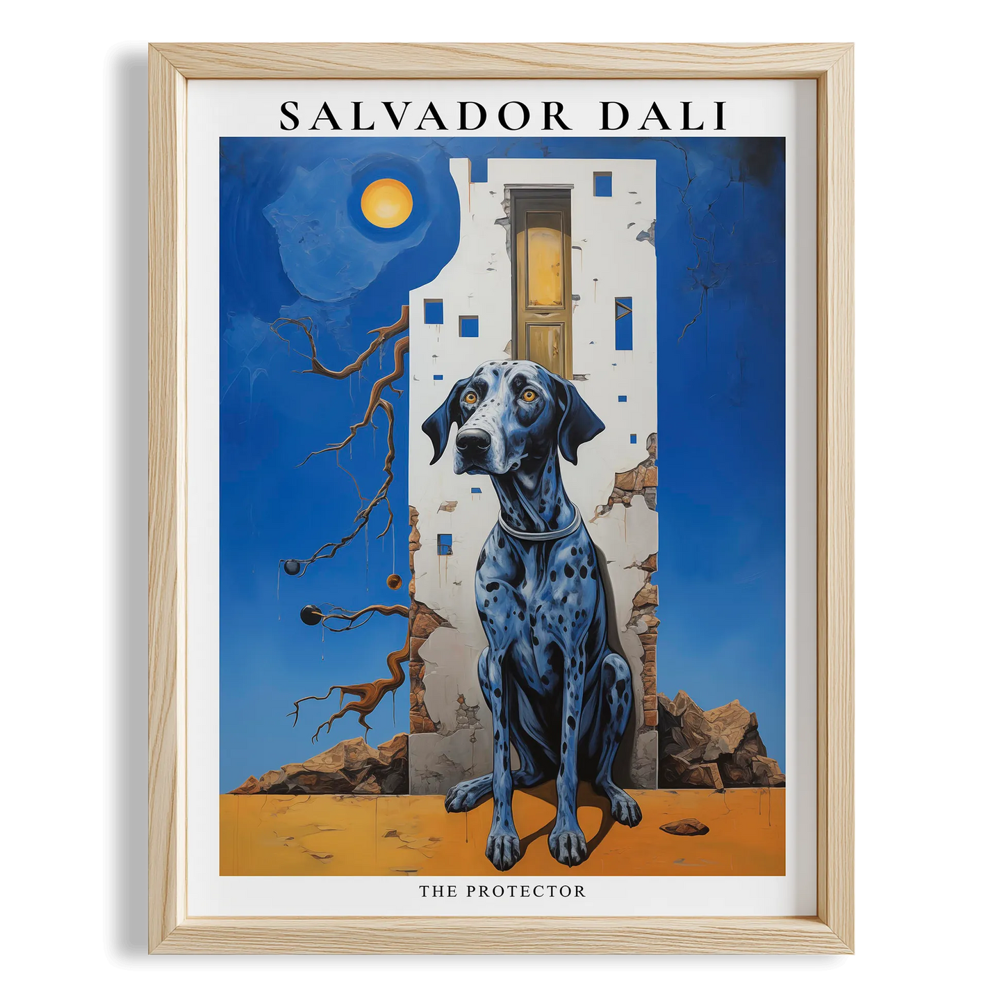 Köpek ve Kule - Salvador Dali Ahşap Duvar Tablosu