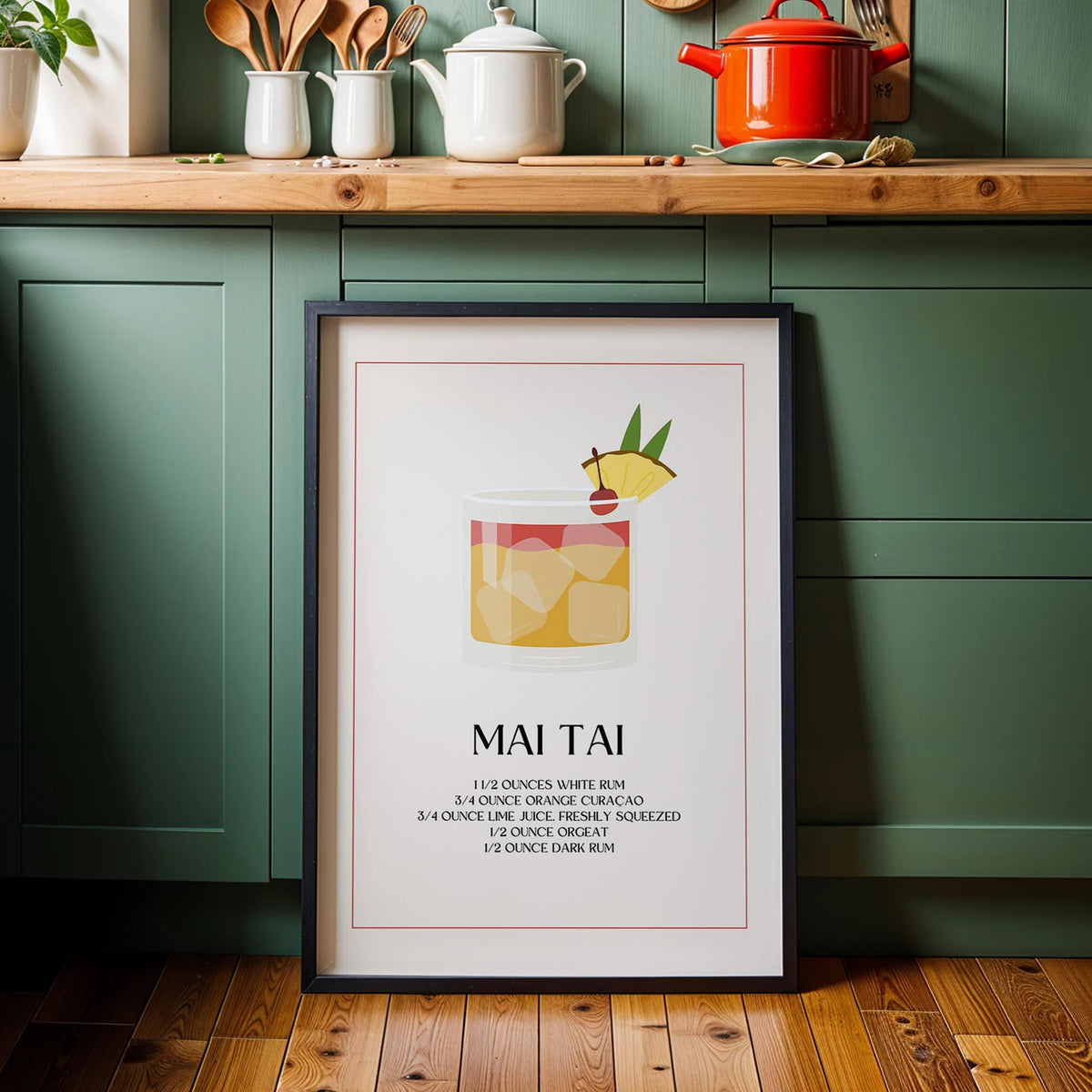 Mai Tai Kokteyli Minimal Mutfak Duvar Tablosu