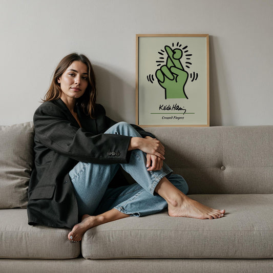 Yaratıcı Parmak - Keith Haring Ahşap Duvar Tablosu
