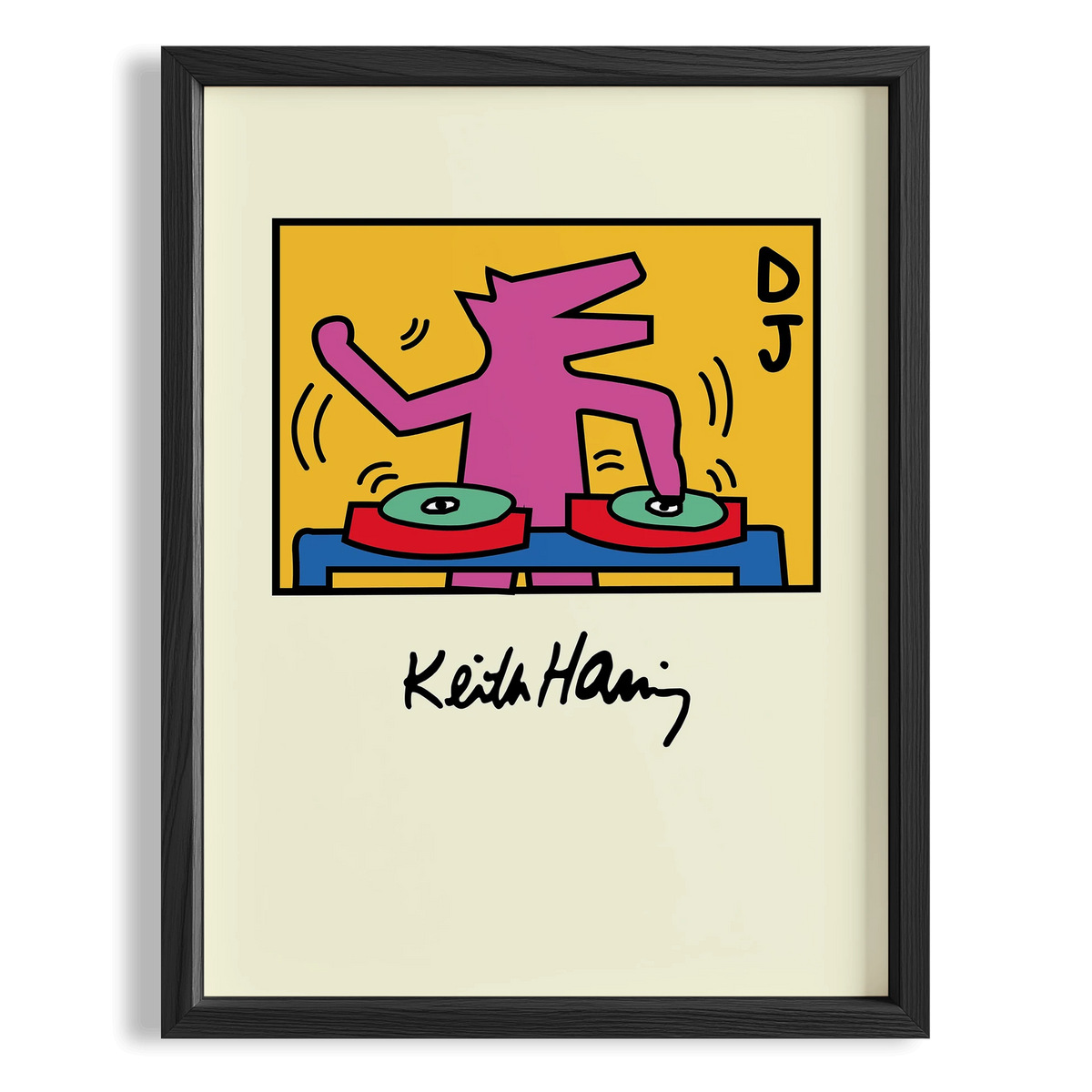 Dans Eden Köpek - Keith Haring Ahşap Duvar Tablosu