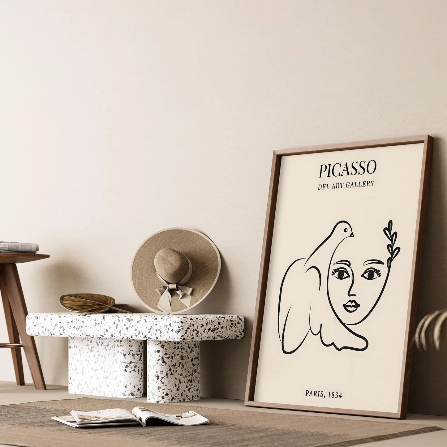 Matisse Kağıt Kesimleri Picasso Abstract Kadın Silüeti ve Kuş Sol I Duvar Tablosu
