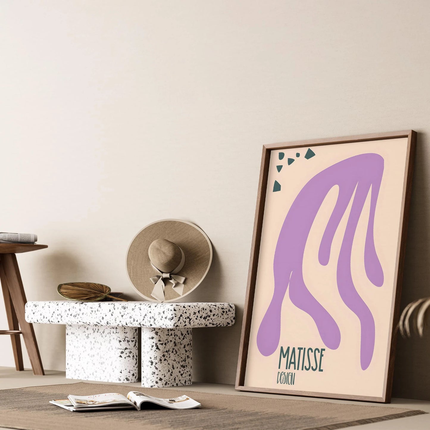 Matisse Kağıt Kesimleri Abstract Serisi Lila Bej Yaprak I Duvar Tablosu