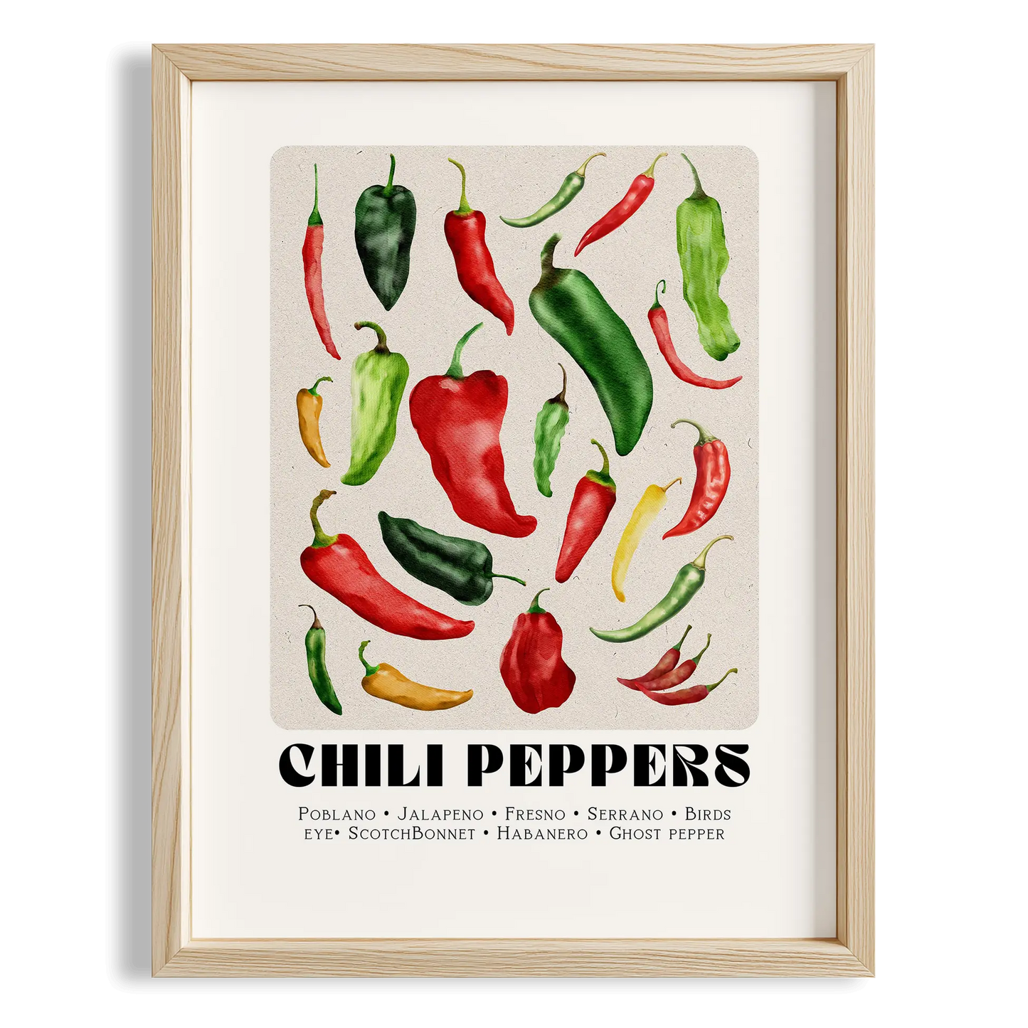 Chilli Market Acı Biber Sebzeler Mutfak Duvar Tablosu III