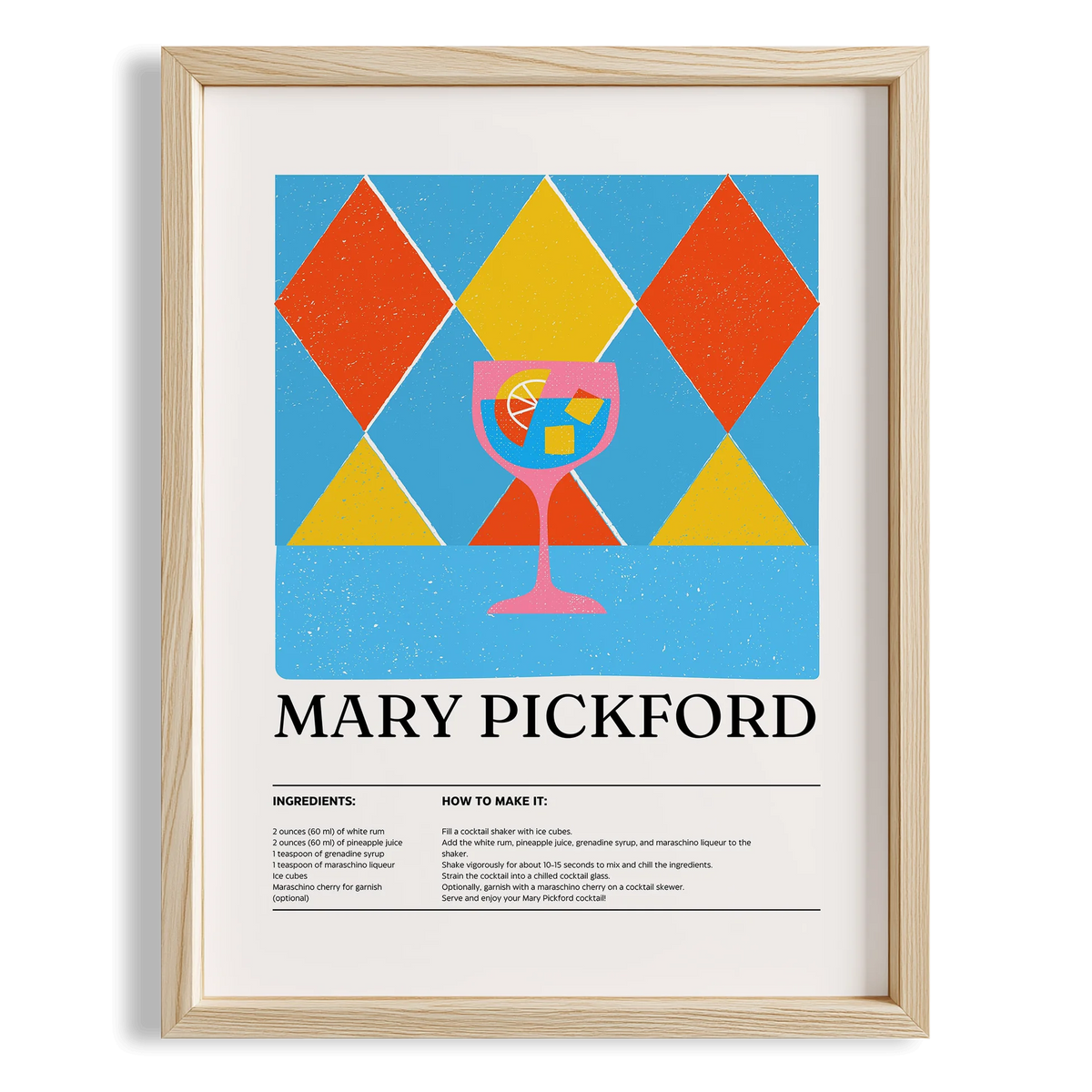 Mary Pickford Kokteyl Tarifi Mutfak Duvar Tablosu