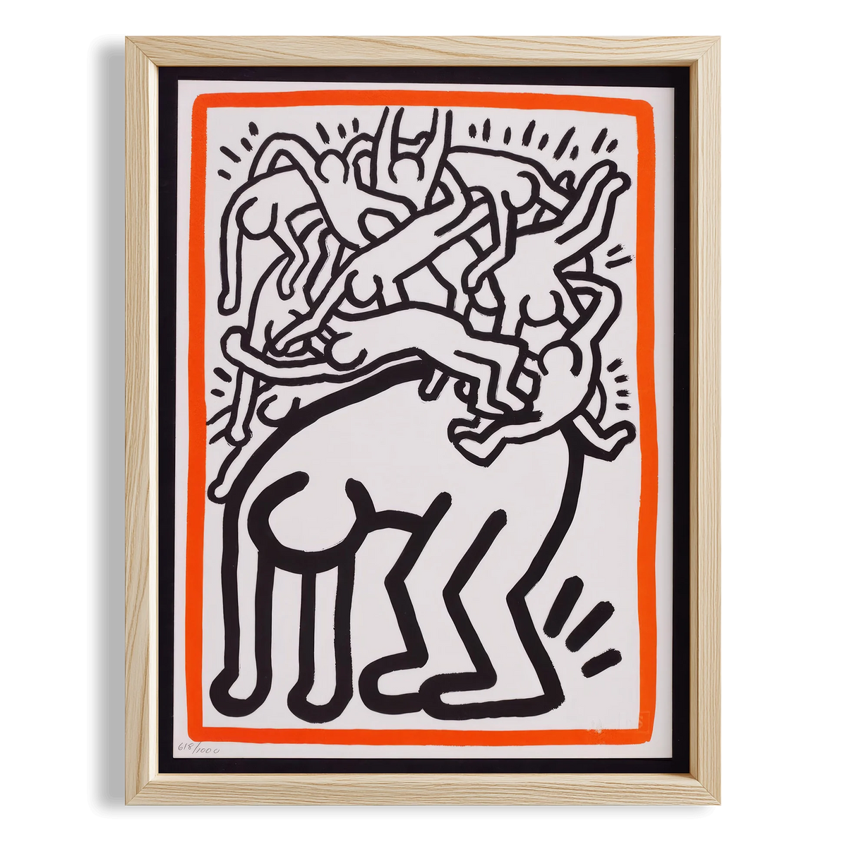 Dans Eden Figür - Keith Haring Ahşap Duvar Tablosu
