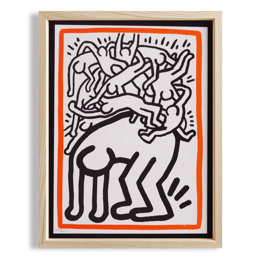 Dans Eden Figür - Keith Haring Ahşap Duvar Tablosu