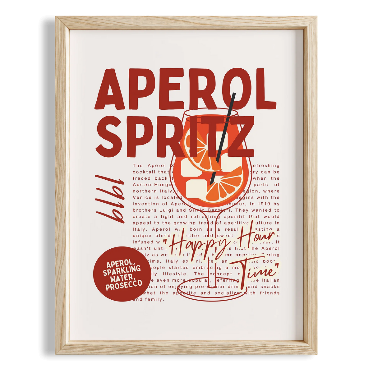 Aperol Spritz Tipografik Retro Mutfak Duvar Tablosu