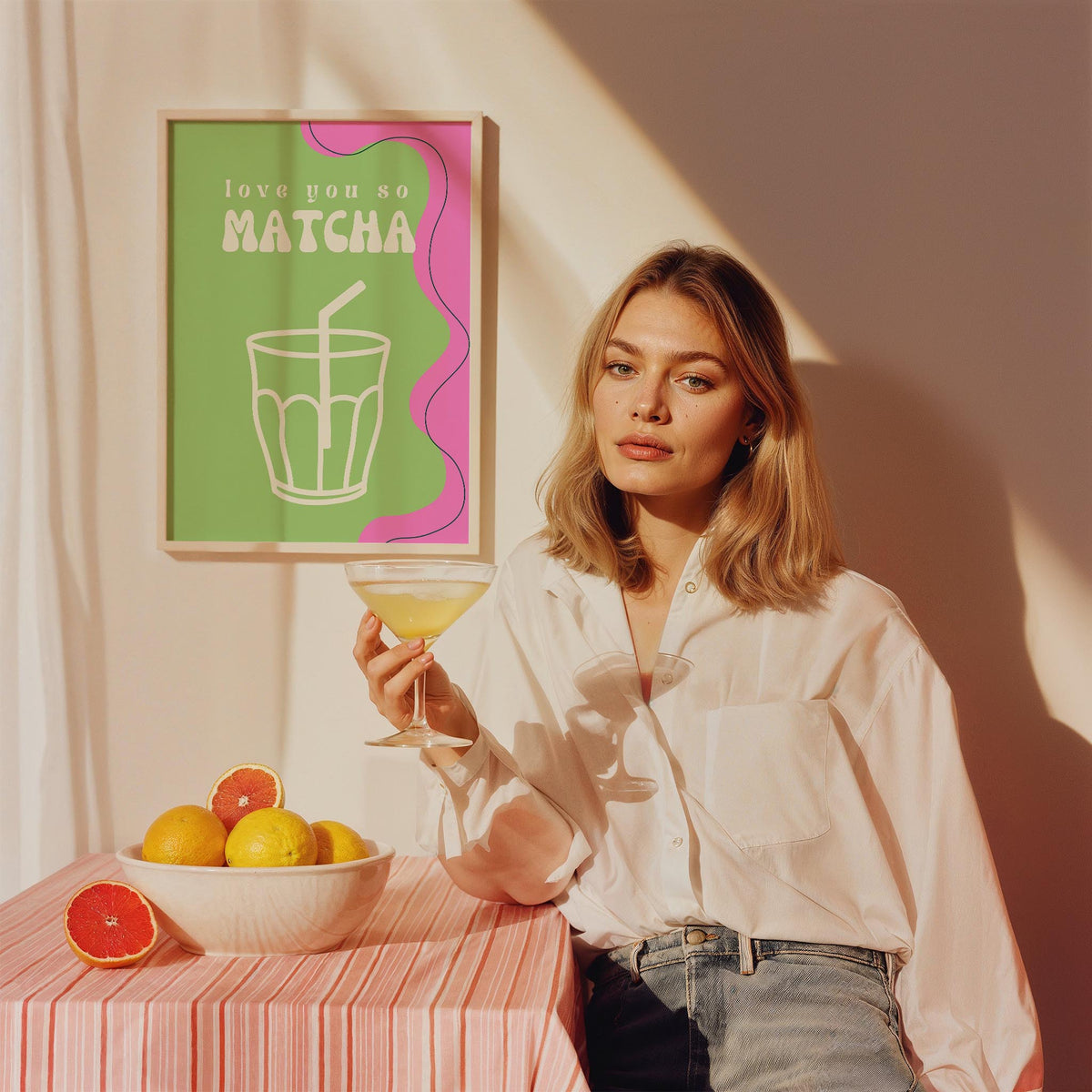 Love You So Matcha Çayı Tipografi Mutfak Duvar Tablosu