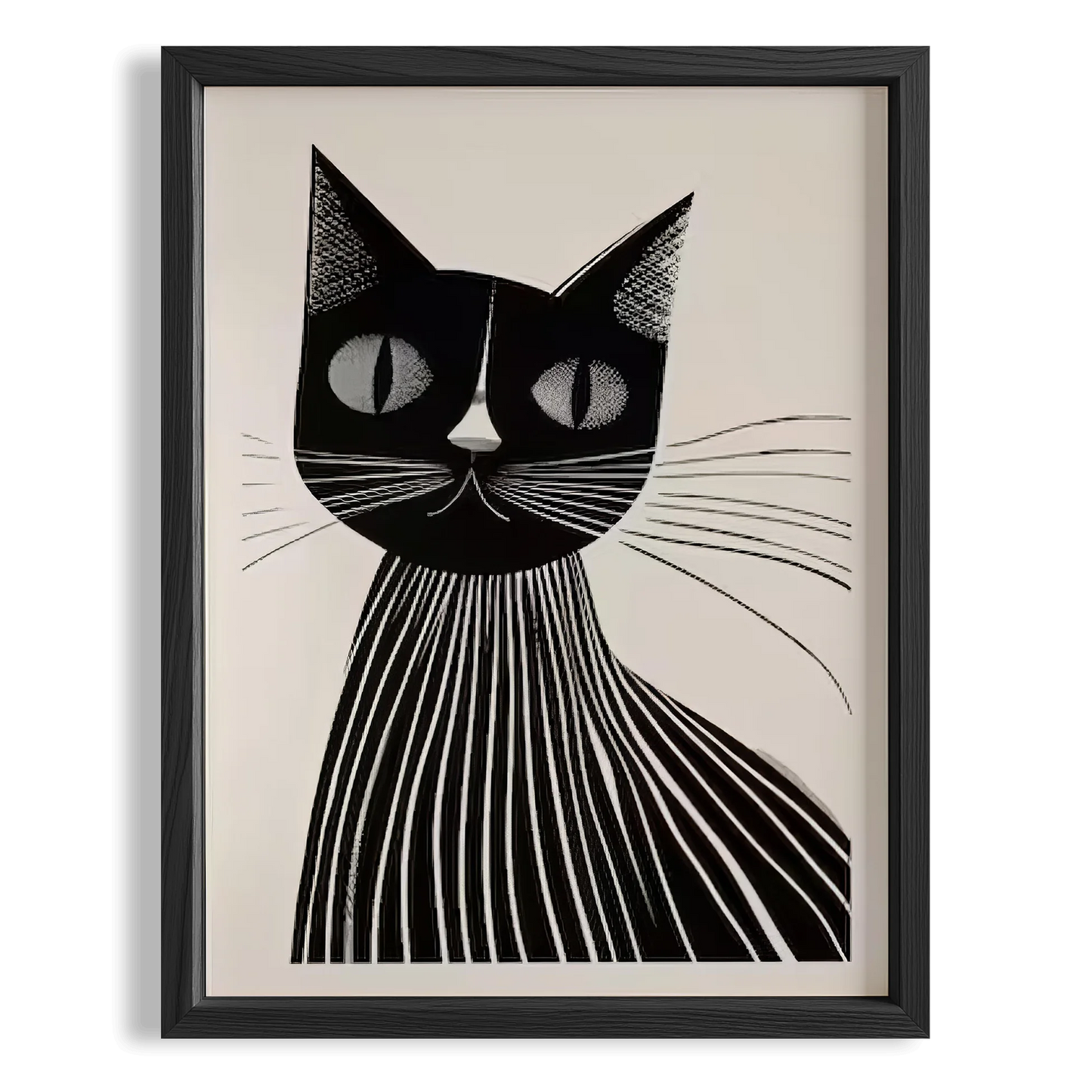 Kedi Portre II - Minimalist Çizgili
