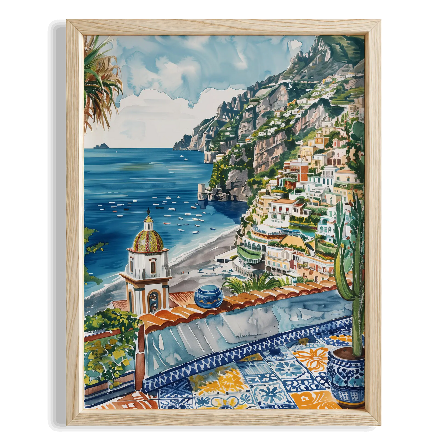 Amalfi Katedrali ve Sahil Akdeniz İtalya Koleksiyonu Mutfak Duvar Tablosu