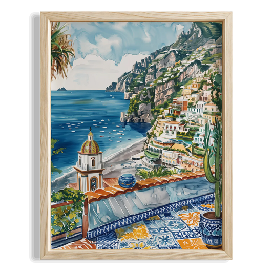 Amalfi Katedrali ve Sahil Akdeniz İtalya Koleksiyonu Mutfak Duvar Tablosu