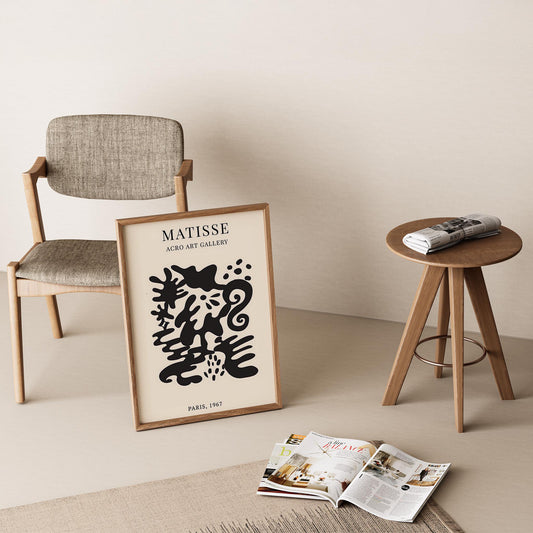 Matisse Kağıt Kesimleri Serisi Siyah Soyut Dal ve Çiçek Deseni II Duvar Tablosu