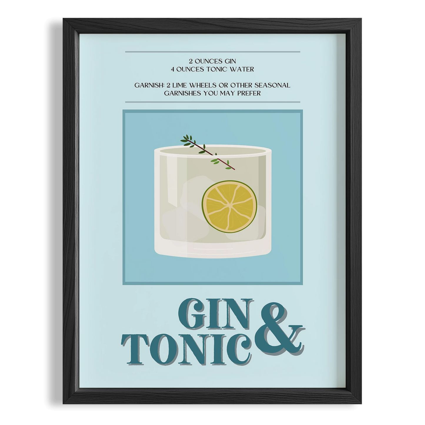 Gin & Tonic Kokteyl Tarifi Mutfak Duvar Tablosu
