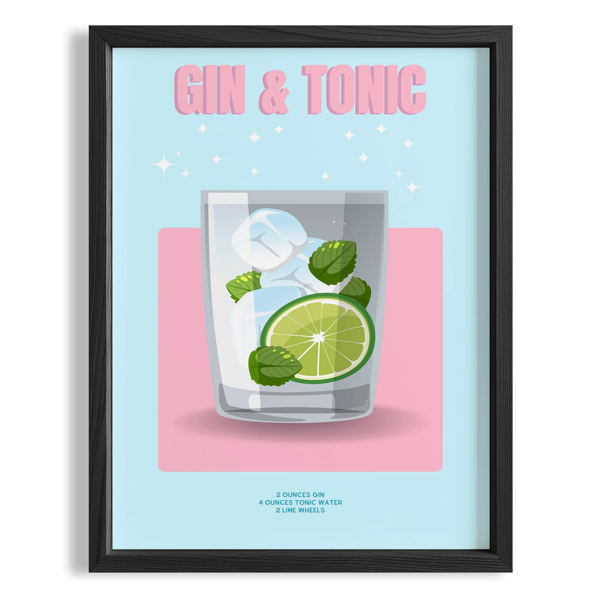 Gin & Tonic Kokteyli İllüstrasyon Mutfak Duvar Tablosu