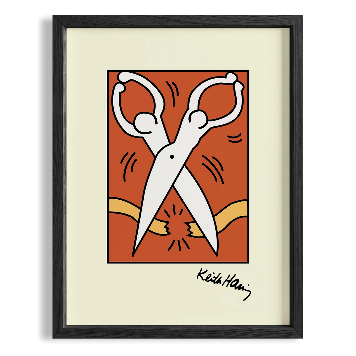 Makas - Keith Haring Ahşap Duvar Tablosu