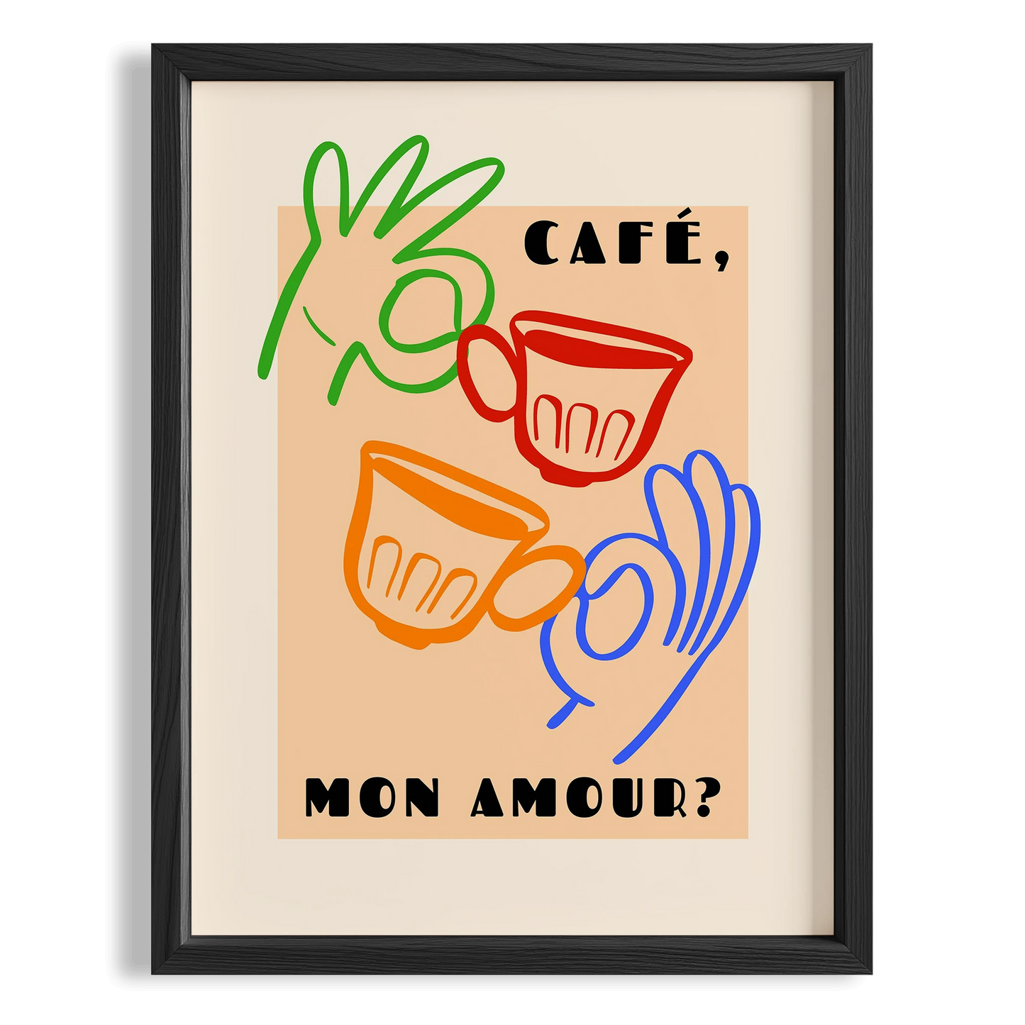 Café Mon Amour Fransız Minimal Çizimler Mutfak Duvar Tablosu