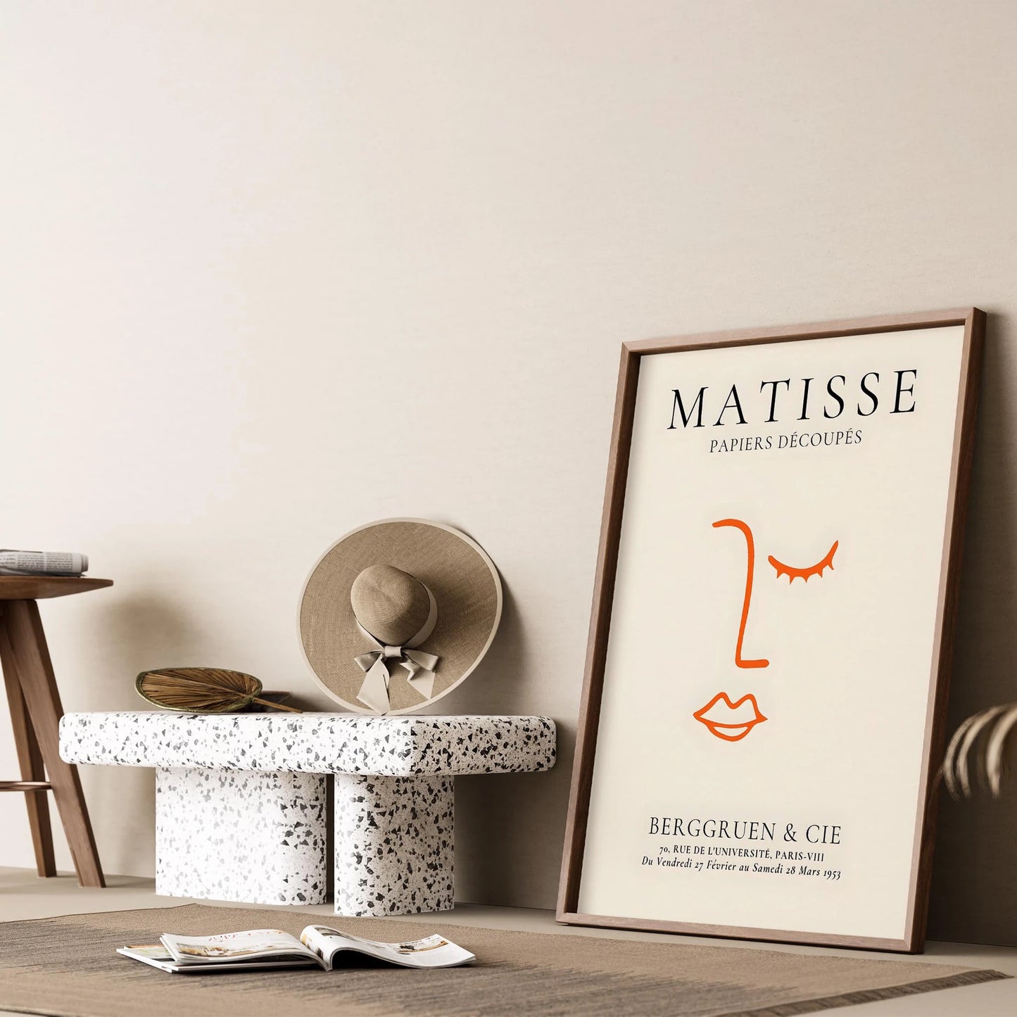 Matisse Kağıt Kesitleri Minimalist Kadın Yüzü Soyut Çizgi I Duvar Tablosu