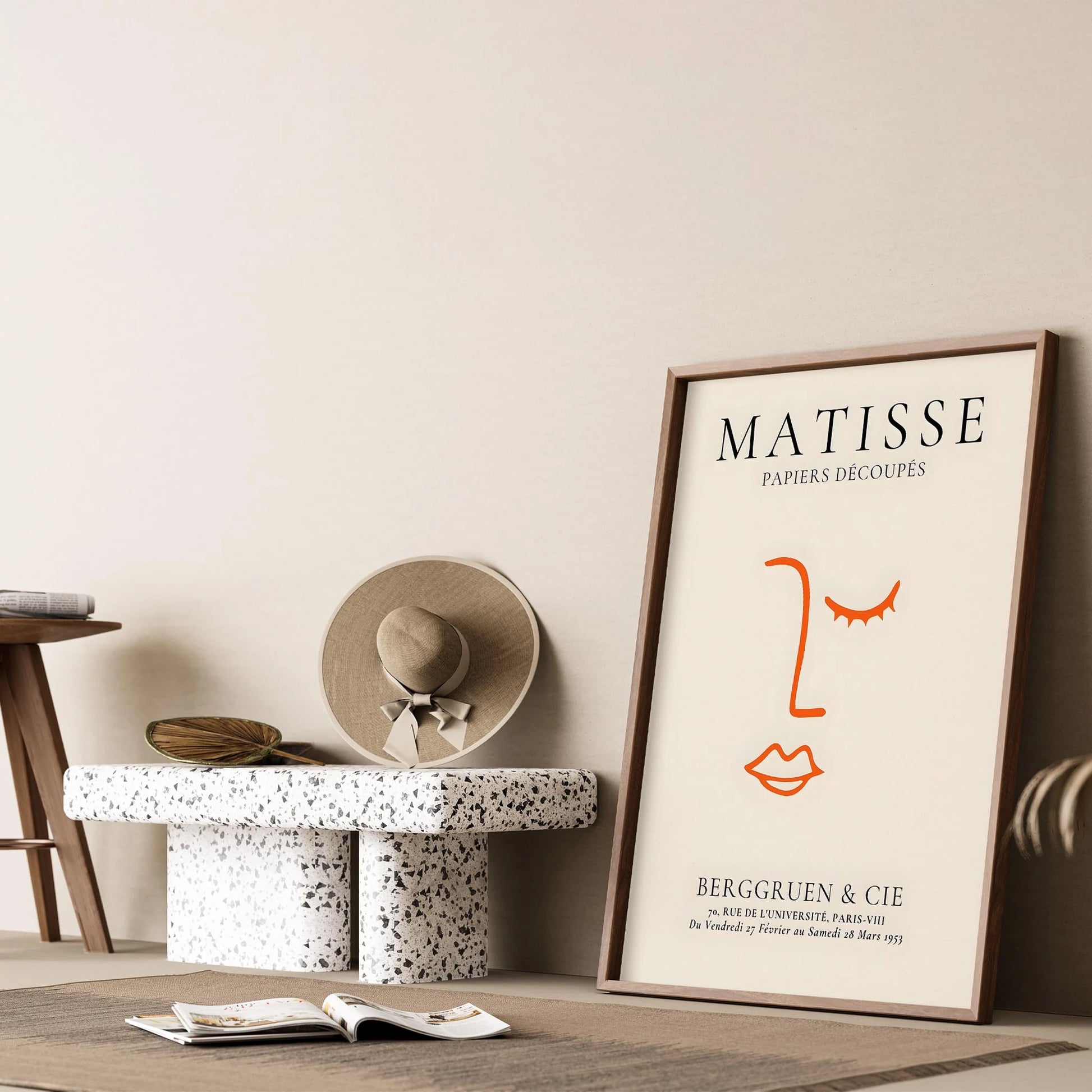 Matisse Kağıt Kesitleri Minimalist Kadın Yüzü Soyut Çizgi I Duvar Tablosu