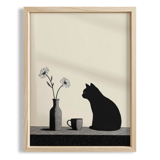 Kedi Portre XI - Minimalist Siyah