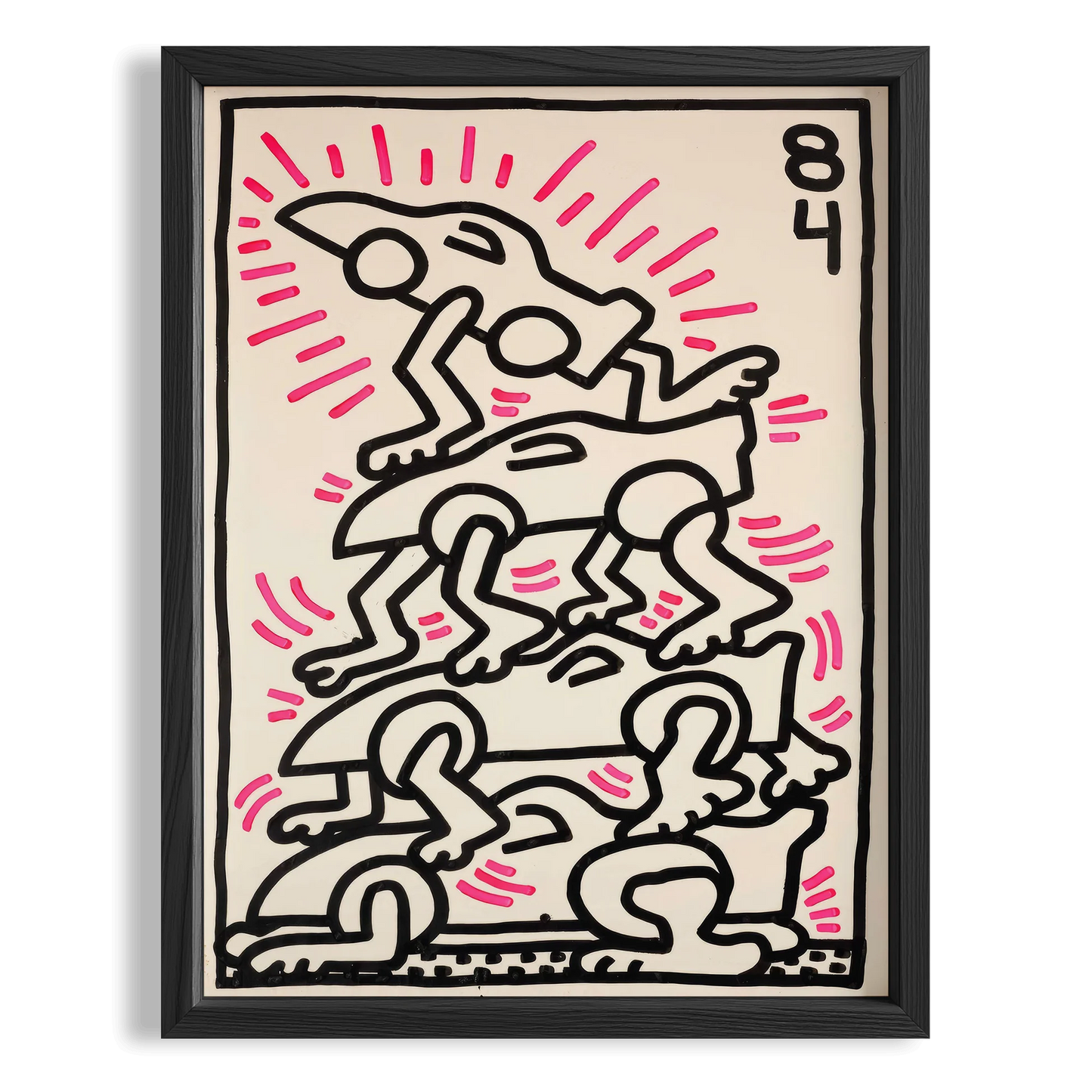 Üst Üste Dans Edenler - Keith Haring Ahşap Duvar Tablosu