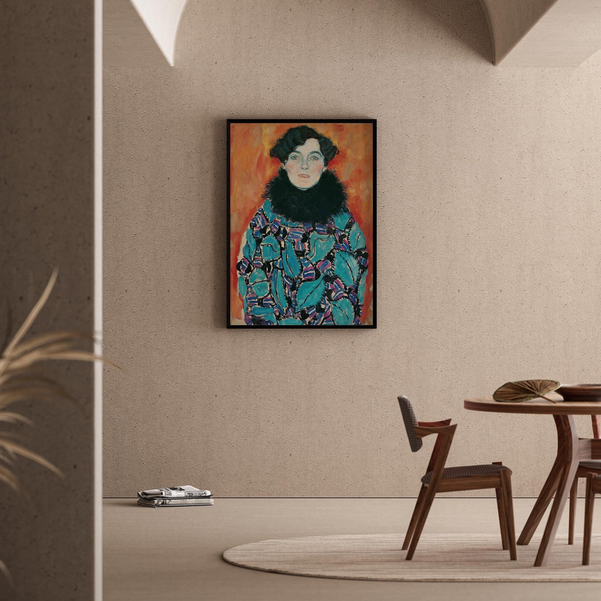 Mavi Elbiseli Kadın - Gustav Klimt Ahşap Duvar Tablosu