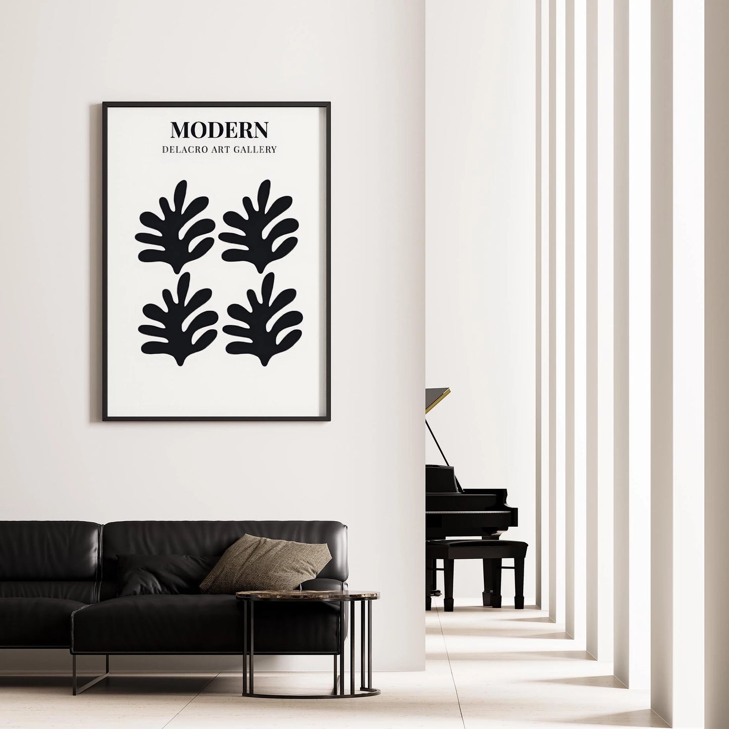 Matisse Kağıt Kesimleri Serisi Siyah Minimalist Soyut Dallar I Duvar Tablosu