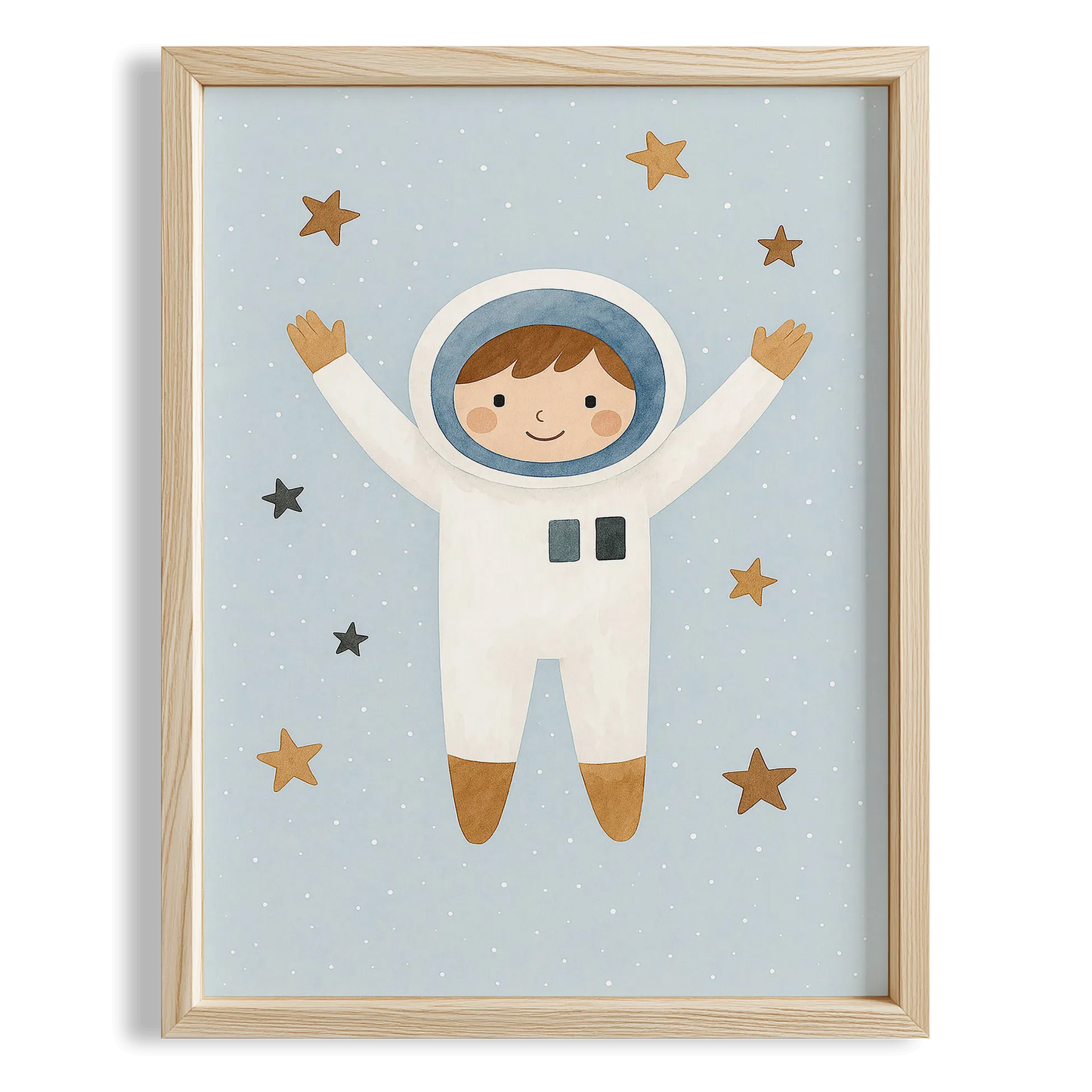 Astronot Çocuk Uzay Temalı Erkek Çocuk Odası Ahşap Tablo