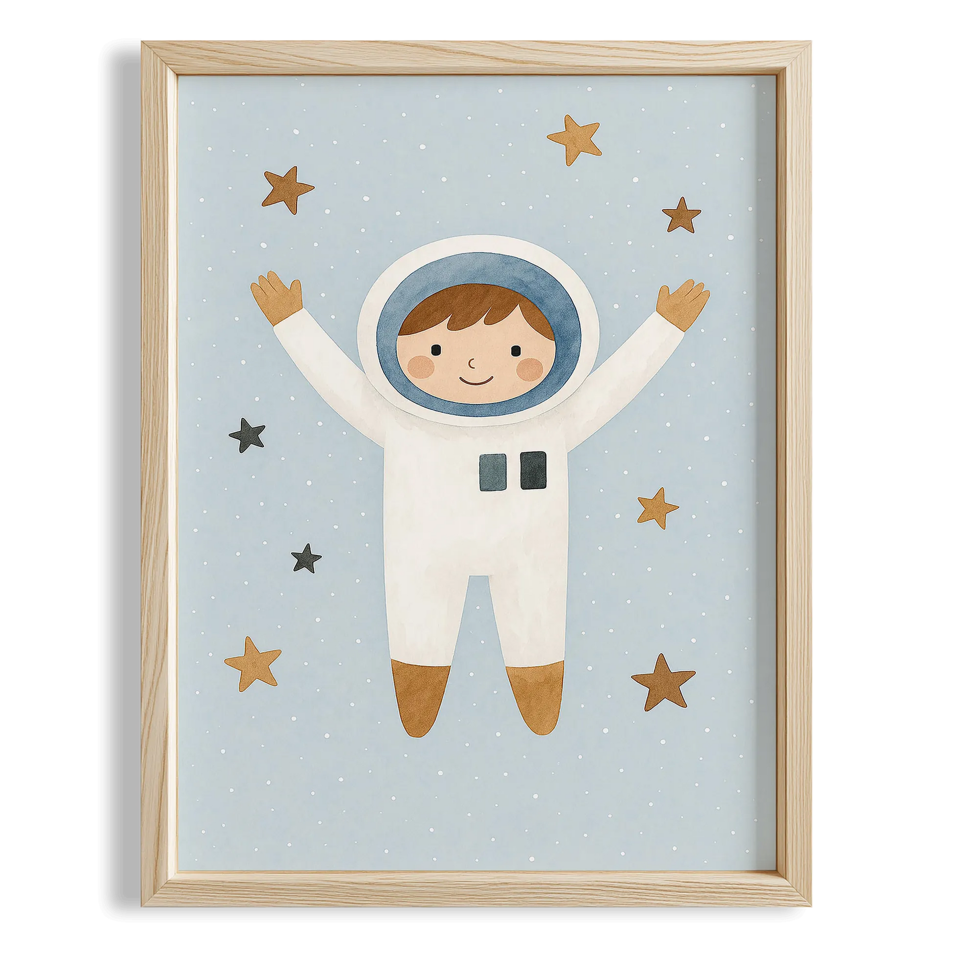 Astronot Çocuk Uzay Temalı Erkek Çocuk Odası Ahşap Tablo