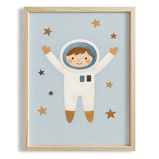 Astronot Çocuk Uzay Temalı Erkek Çocuk Odası Ahşap Tablo