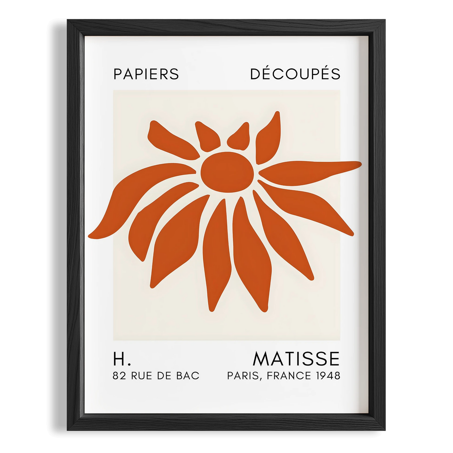 Matisse Kağıt Kesimleri Serisi Terracotta Soyut Çiçek I Duvar Tablosu
