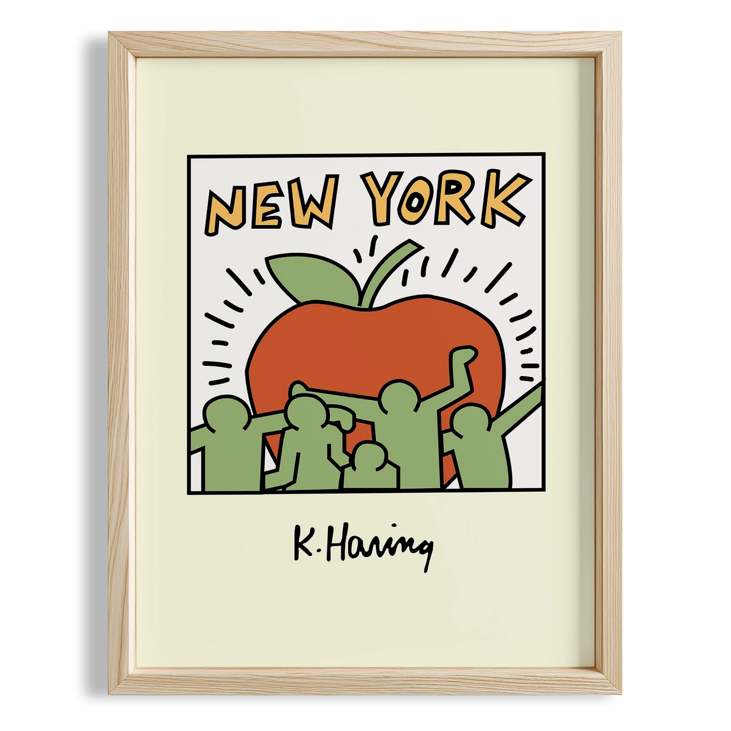 New York Kalbi - Keith Haring Ahşap Duvar Tablosu