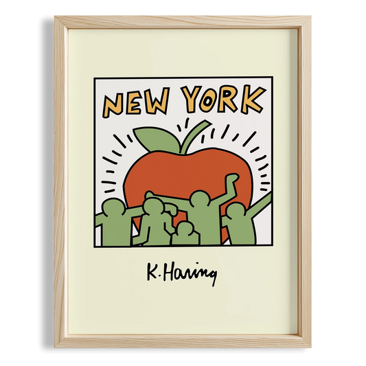 New York Kalbi - Keith Haring Ahşap Duvar Tablosu