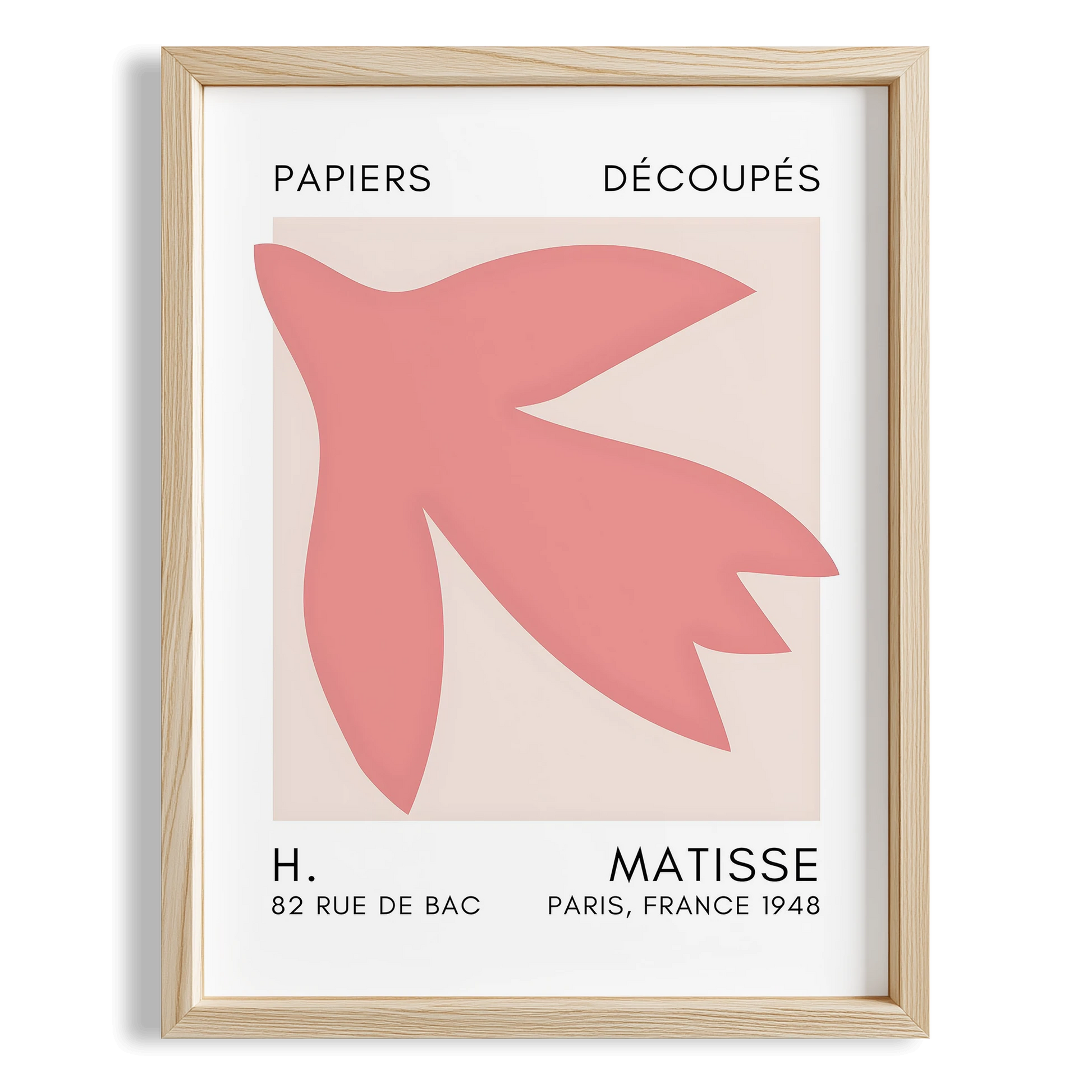 Matisse Kağıt Kesimleri Serisi Toz Pembe Soyut Lale I Duvar Tablosu