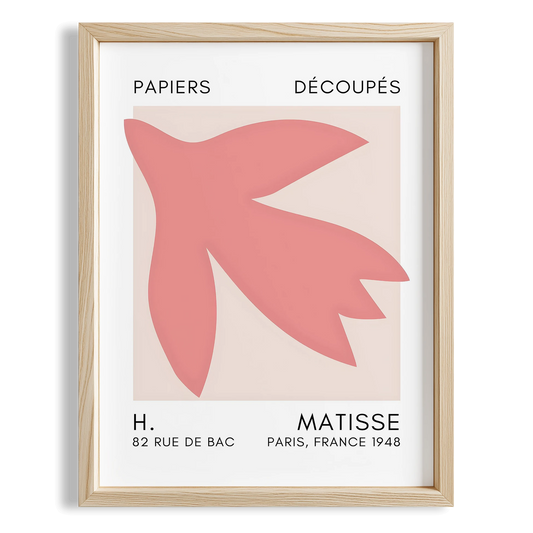 Matisse Kağıt Kesimleri Serisi Toz Pembe Soyut Lale I Duvar Tablosu