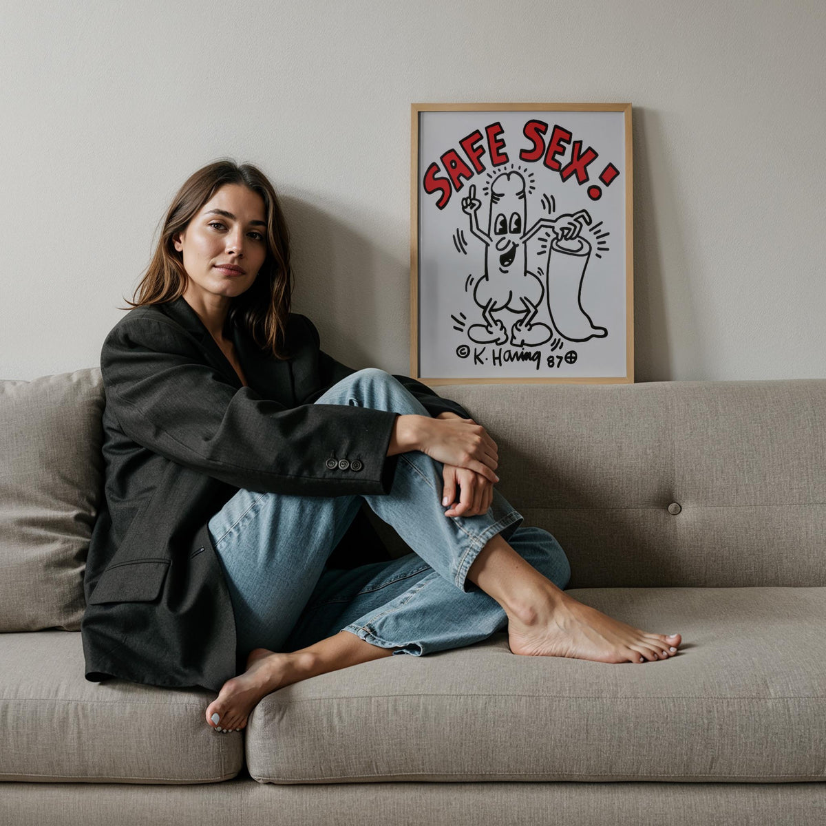 Güvenli Cinsellik - Keith Haring Ahşap Duvar Tablosu