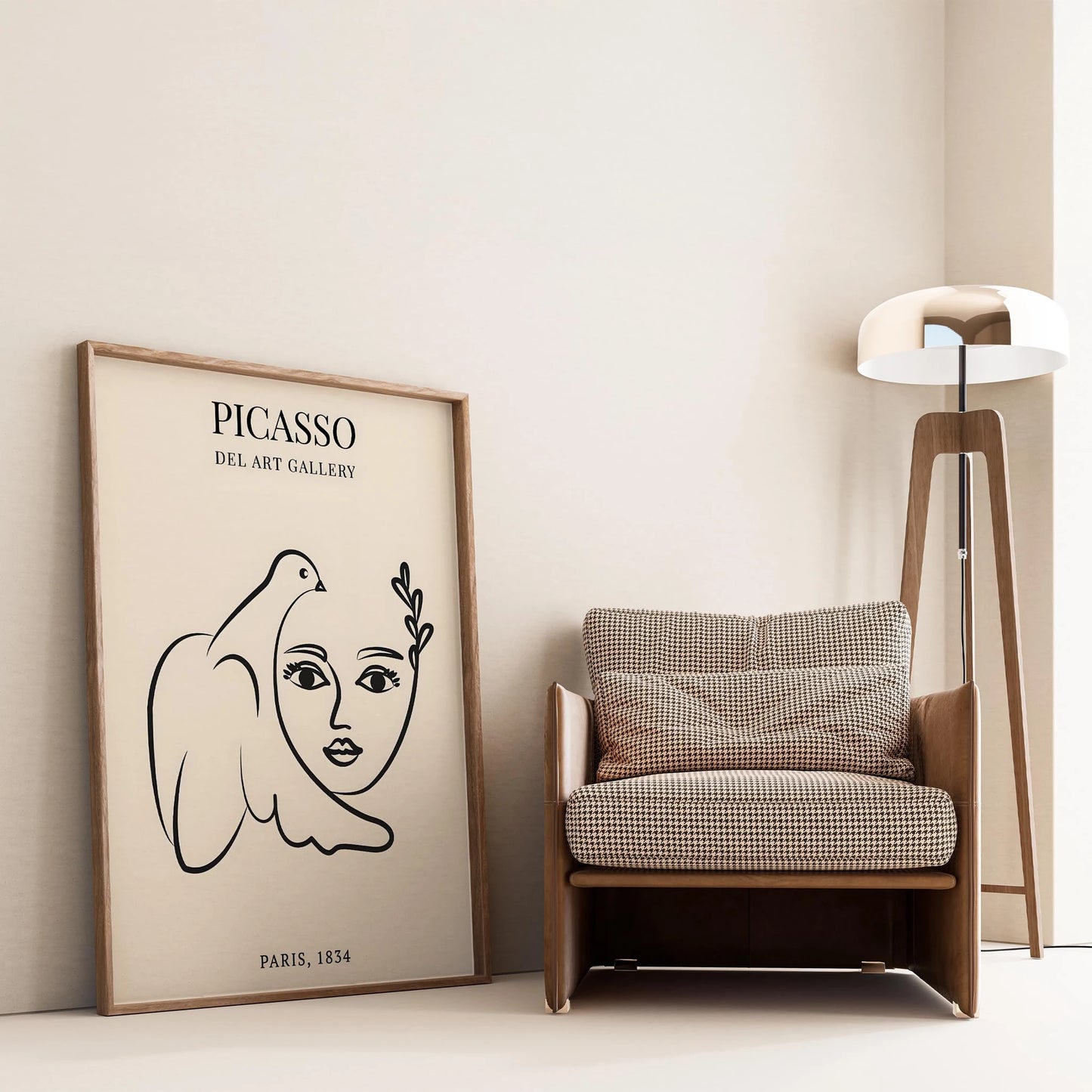Matisse Kağıt Kesimleri Picasso Abstract Kadın Silüeti ve Kuş Sol I Duvar Tablosu
