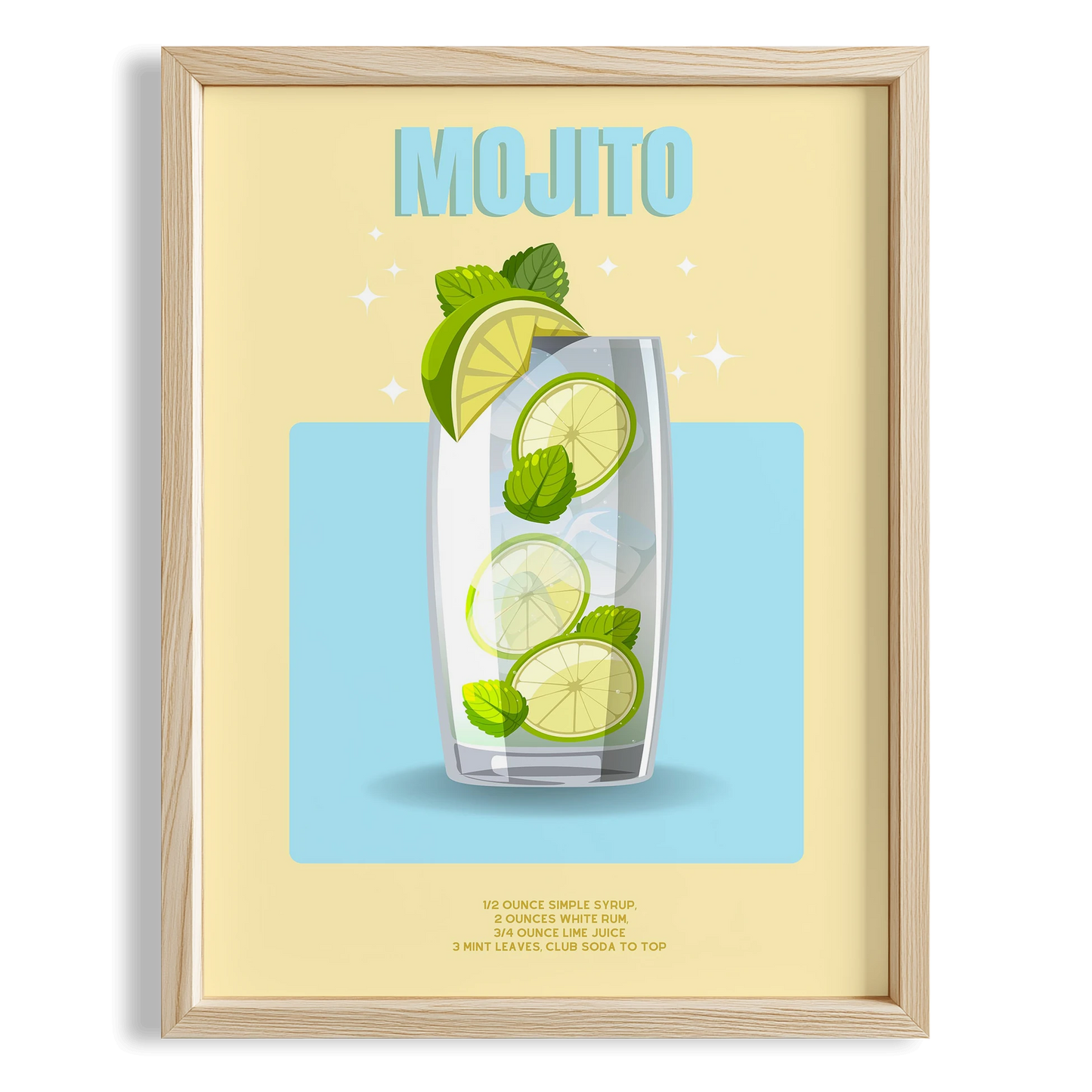 Mojito Kokteyli İllüstrasyon Mutfak Duvar Tablosu