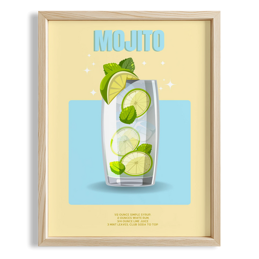 Mojito Kokteyli İllüstrasyon Mutfak Duvar Tablosu