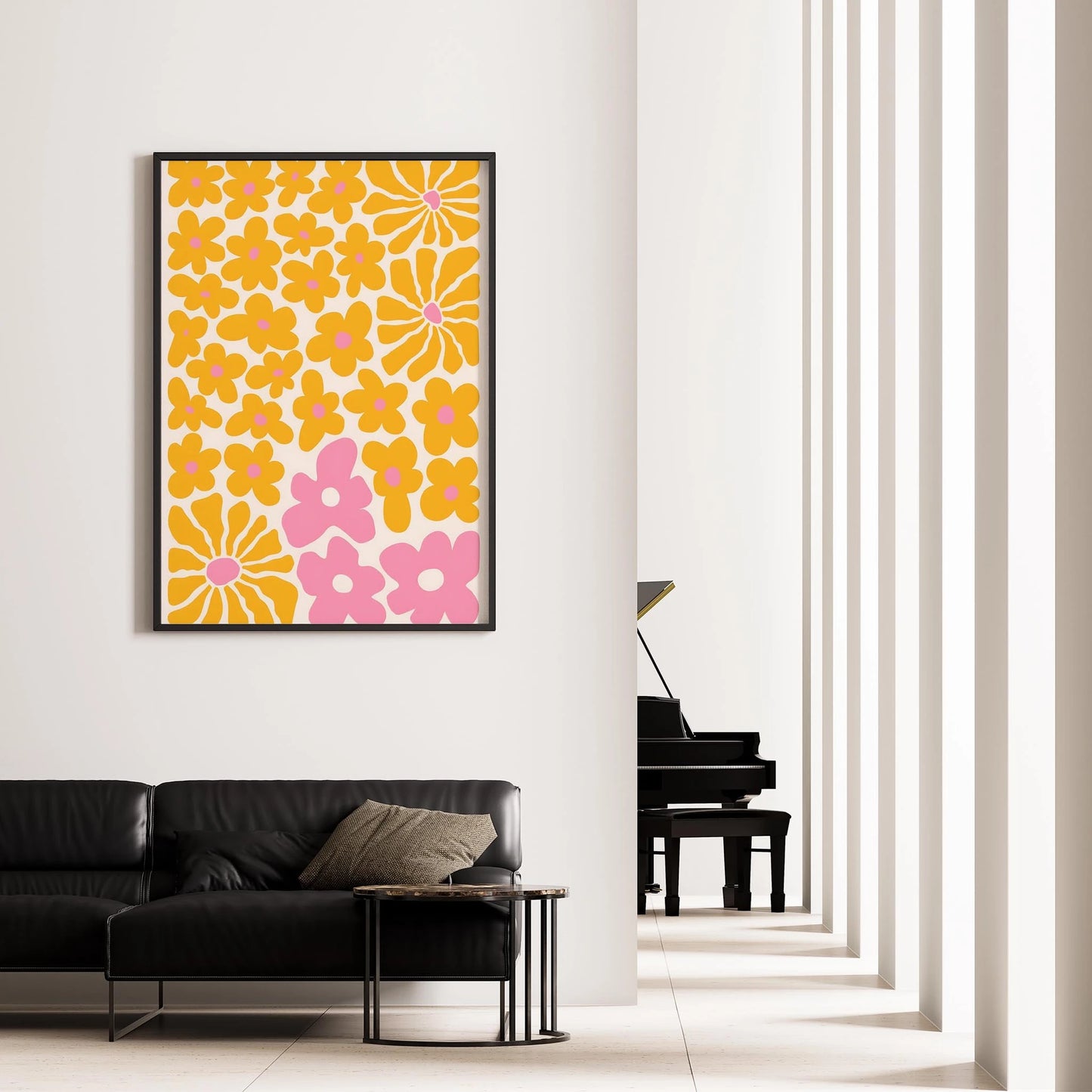 Matisse Kağıt Kesimleri Abstract Serisi Sarı Soyut Çiçek Düzeni I Duvar Tablosu
