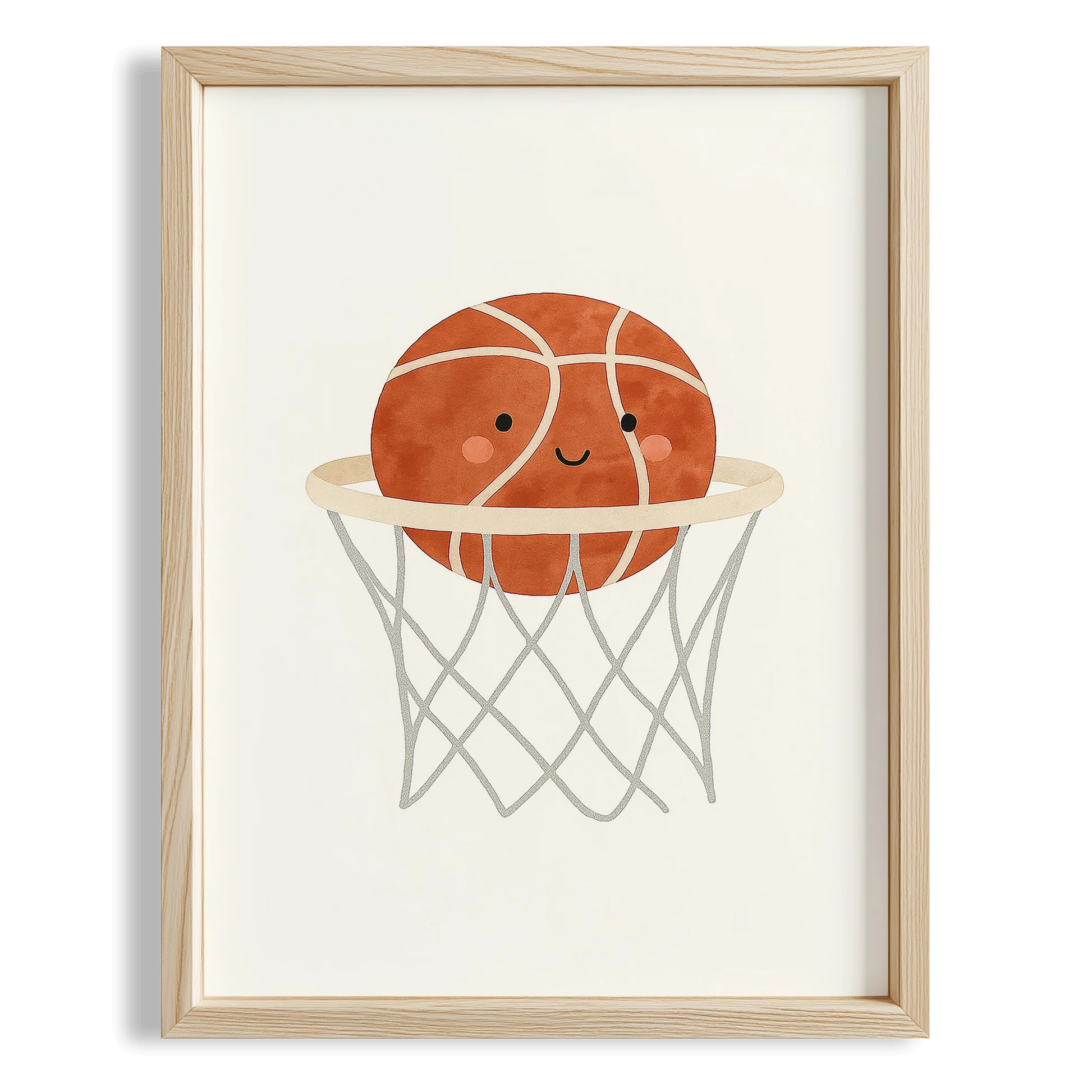 Sevimli Basketbol Topu ve Fileler Erkek Çocuk Odası Ahşap Tablo