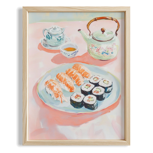 Sushi Sofrası ve Çay Seremonisi Japon Tarzı Mutfak Duvar Tablosu