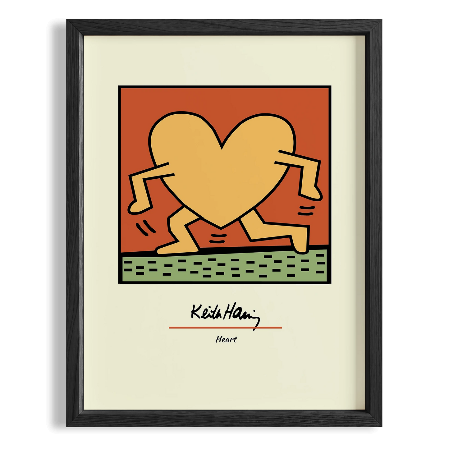 Kalp - Keith Haring Ahşap Duvar Tablosu