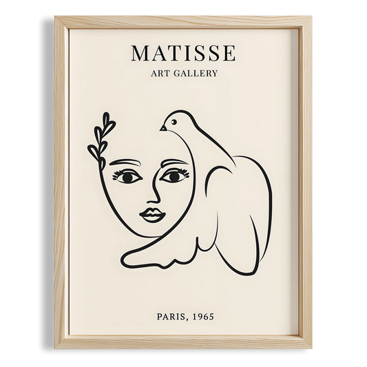 Matisse Kağıt Kesimleri Picasso Abstract Kadın Silüeti ve Kuş Sağ I Duvar Tablosu
